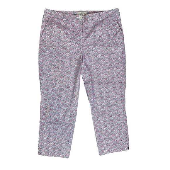 Talbots Cropped Pants Womens Trousers Pockets Stretch Pattern Casual Pink 12 - Picture 1 of 9